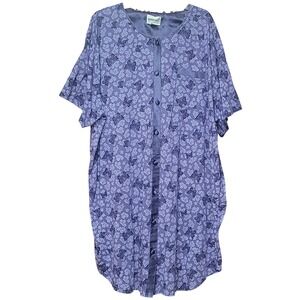 VTG Fashion Bug Nightgown Sz 22/24W Cottagecore Sleepwear Button Up Cozy Y2K 00s